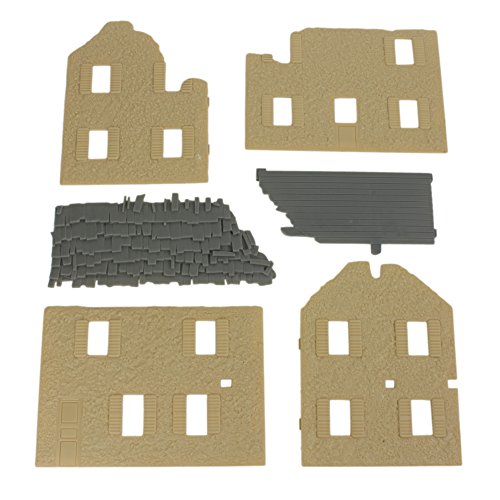 BMC Toys Bombed French Farm House - Plastic 1:32 Scale Playset Accessory (Tan with Gray Roof)