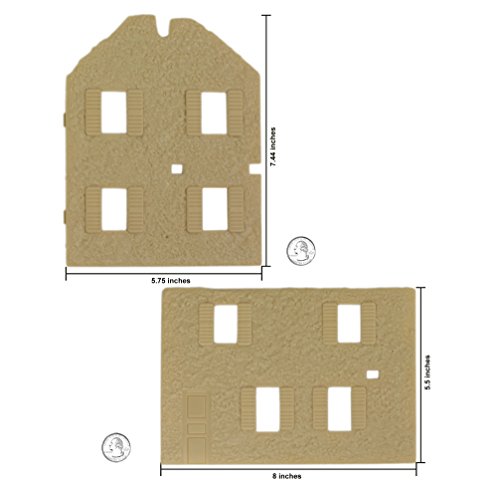 BMC Toys Bombed French Farm House - Plastic 1:32 Scale Playset Accessory (Tan with Gray Roof)