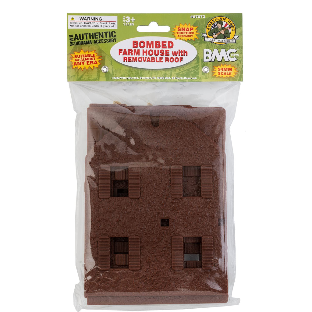 BMC Toys Bombed French Farm House – 1:32 Scale Plastic Army Men Playset Accessory