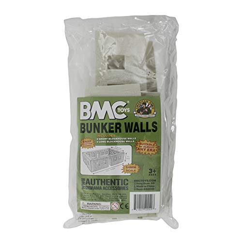 BMC Toys WW2 Blockhouse Bunker Walls - 1:32 Scale Plastic Playset Accessory (Stucco White)