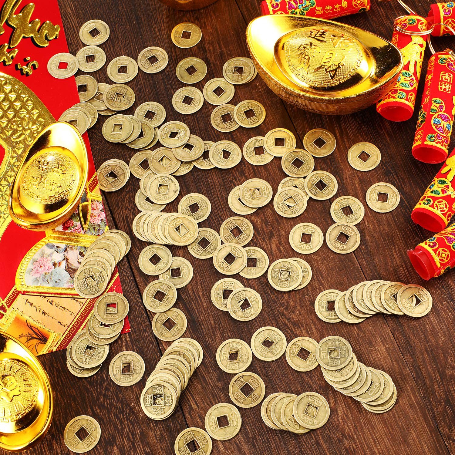 Boao 100 Pieces Chinese Feng Shui Coins - Imitation Qing Dynasty Coins for Wealth and Good Luck (0.8 Inch)