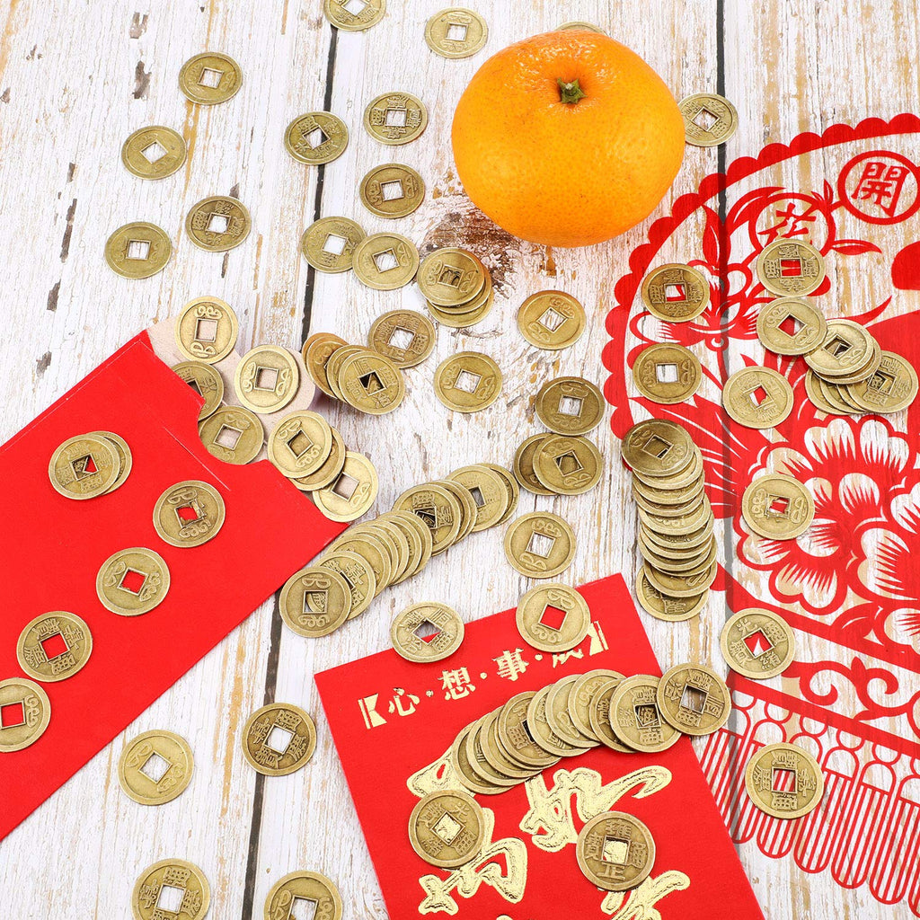Boao 100 Pieces Chinese Feng Shui Coins - Imitation Qing Dynasty Coins for Wealth and Good Luck (0.8 Inch)