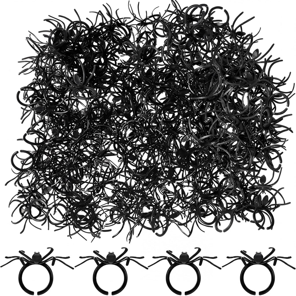 Boao 120-Pack Plastic Spider Rings for Party Favors, Goodie Bag Fillers & Cupcake Toppers – Adjustable Fit