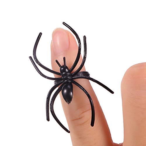 Boao 120-Pack Plastic Spider Rings for Party Favors, Goodie Bag Fillers & Cupcake Toppers – Adjustable Fit