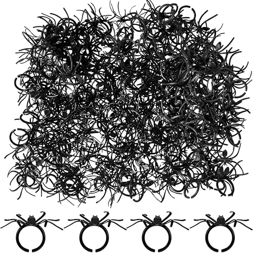 Boao 120-Pack Plastic Spider Rings for Party Favors, Goodie Bag Fillers & Cupcake Toppers – Adjustable Fit