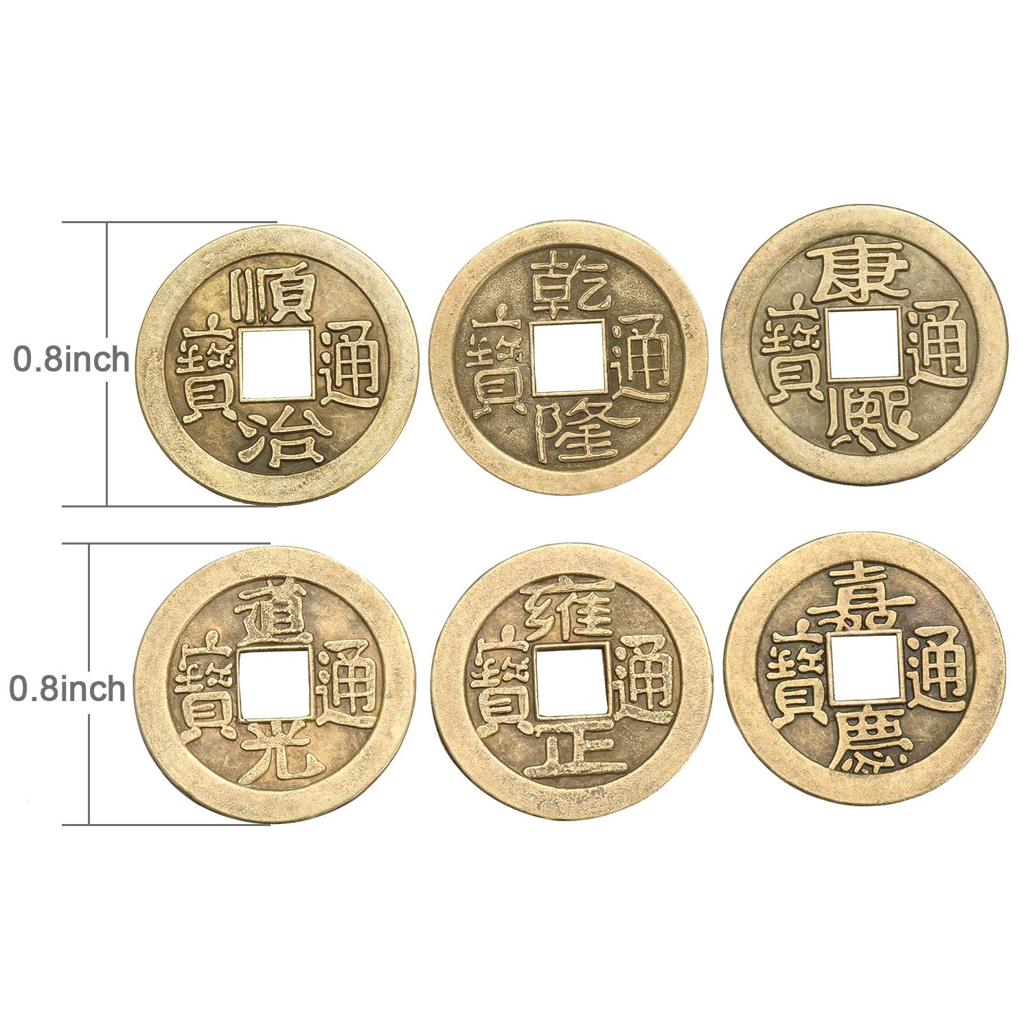 Boao 200-Pack Chinese Feng Shui Coins – Imitation Qing Dynasty Coins for Good Luck and Wealth (0.8 Inch)