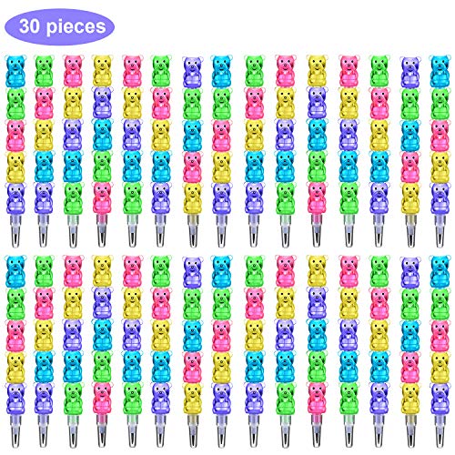Boao 30 Stackable Bear Pencils – 5-in-1 Colored Plastic Pencils for Creative Play