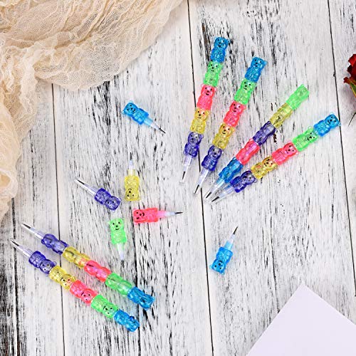 Boao 30 Stackable Bear Pencils – 5-in-1 Colored Plastic Pencils for Creative Play