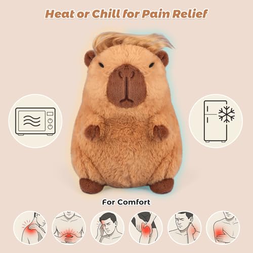 Bobbie & Laxi Microwavable Capybara Plush – Weighted Stuffed Animal with Lavender Scent, Heat & Cool Therapy for Kids and Adults