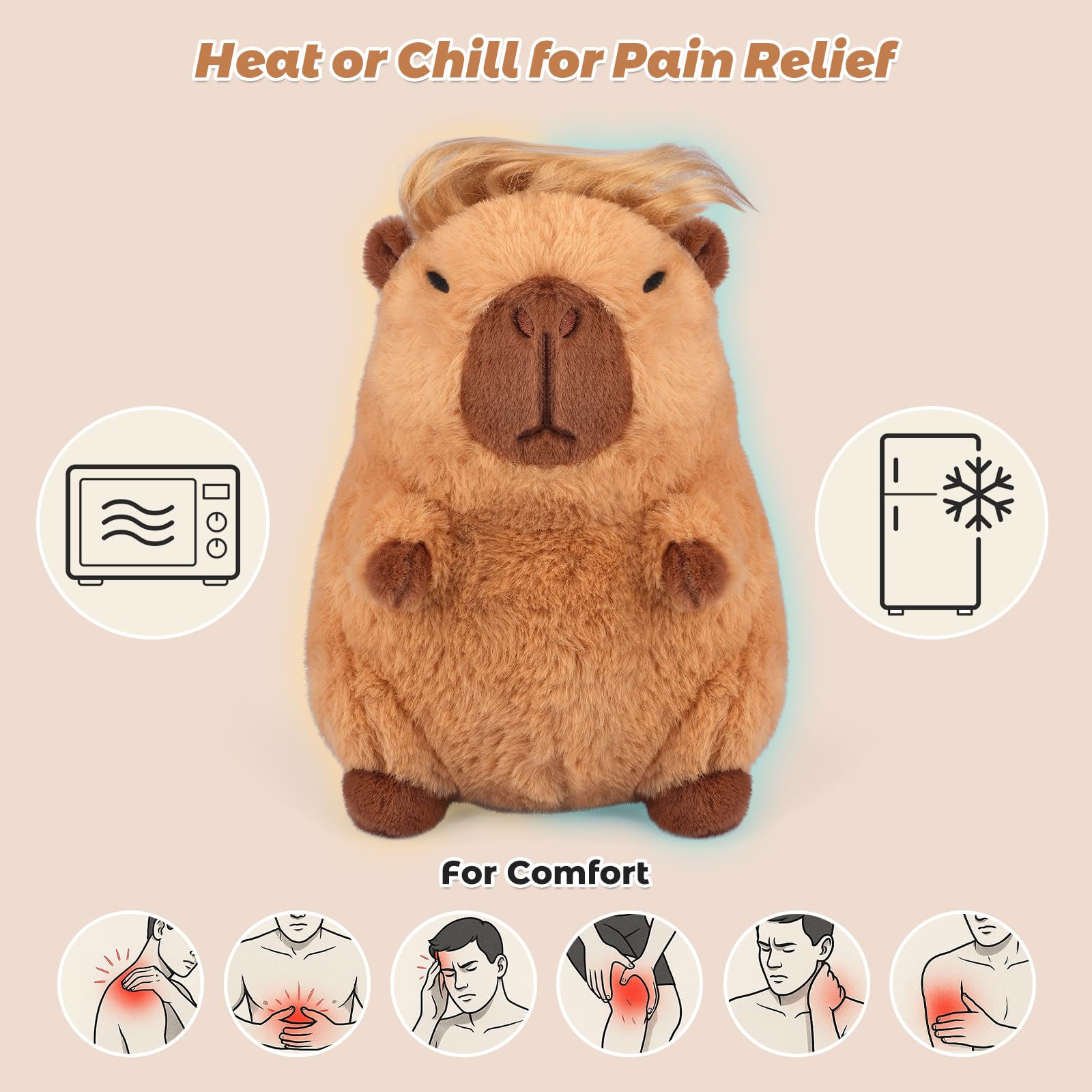 Bobbie & Laxi Microwavable Capybara Plush – Weighted Stuffed Animal with Lavender Scent, Heat & Cool Therapy for Kids and Adults
