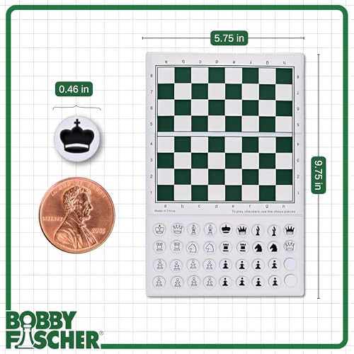 Bobby Fischer Mini Magnetic Pocket Chess Set – Travel Size 6 x 3.25 in by WE Games