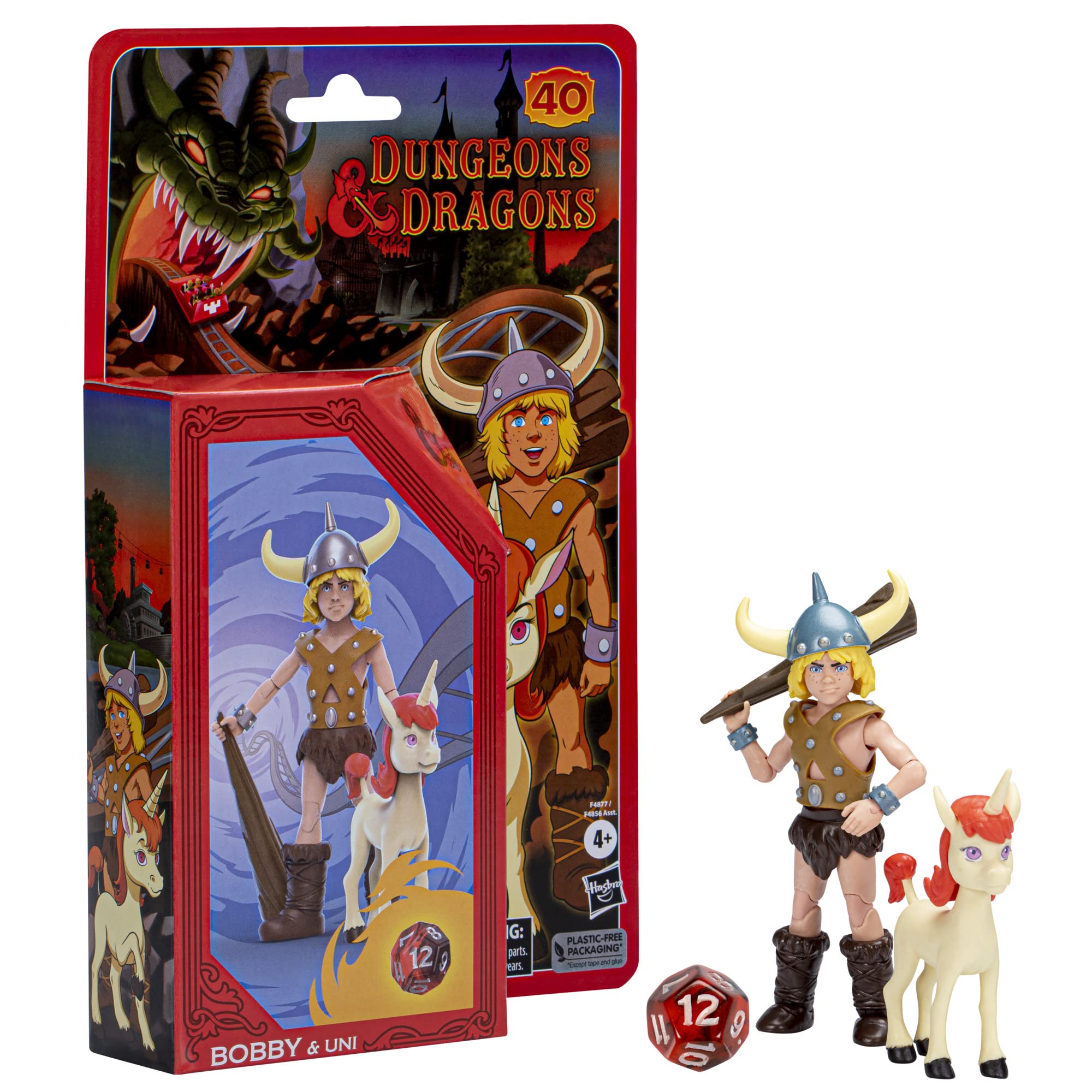 Bobby & Uni 2-Pack Action Figures – Dungeons & Dragons Cartoon Classics 6-Inch Scale with Exclusive d12 Die