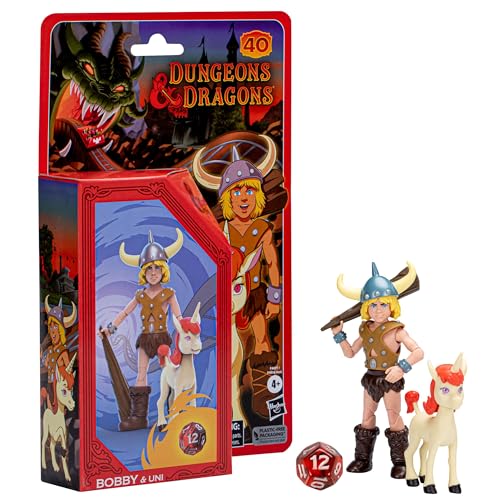 Bobby & Uni 2-Pack Action Figures – Dungeons & Dragons Cartoon Classics 6-Inch Scale with Exclusive d12 Die