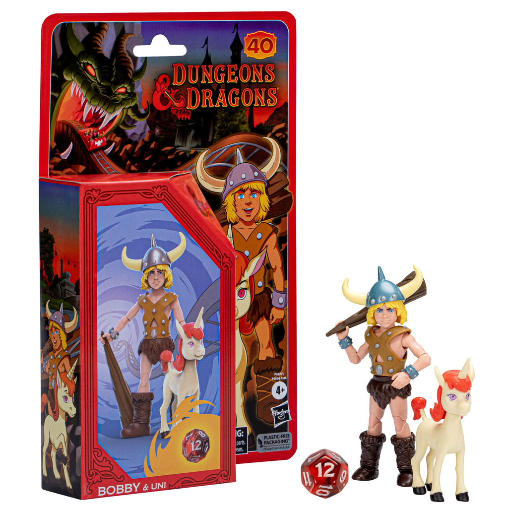 Bobby & Uni 2-Pack Action Figures – Dungeons & Dragons Cartoon Classics 6-Inch Scale with Exclusive d12 Die