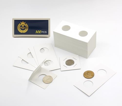 Boen 300-Pack 23mm Coin Flips for Nickel Holders – PVC-Free Cardboard 2x2 Flips