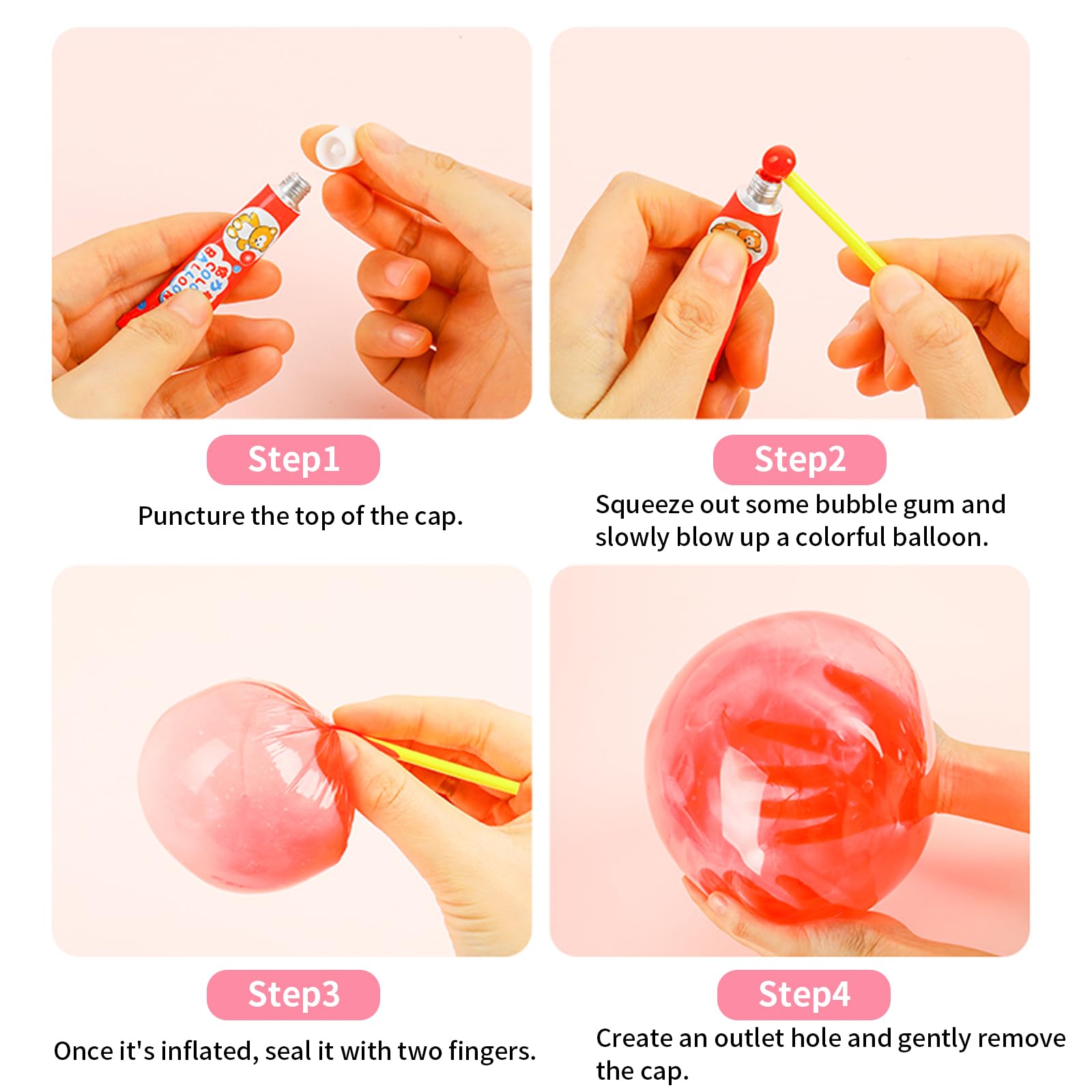 BolianOvi 20-Pack Blow Plastic Bubbles Toy Set with 40 Straws – Large Bubble Balloons for Parties and Birthdays