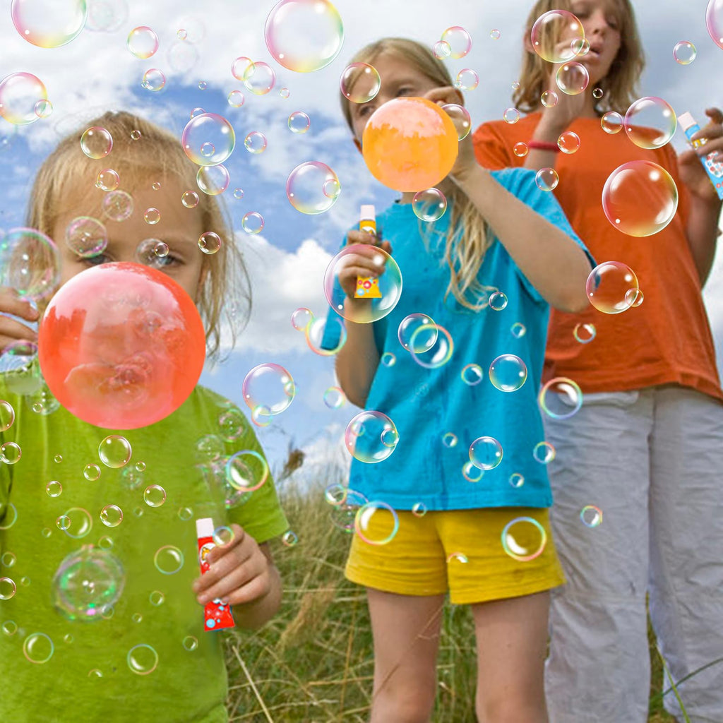 BolianOvi 20-Pack Blow Plastic Bubbles Toy Set with 40 Straws – Large Bubble Balloons for Parties and Birthdays