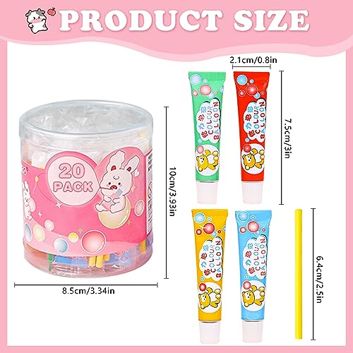 BolianOvi 20-Pack Blow Plastic Bubbles Toy Set with 40 Straws – Large Bubble Balloons for Parties and Birthdays