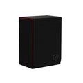 Boltquan Double Decker Leather Card Case – Holds Two Poker Decks, Magnetic Closure, Black-Red