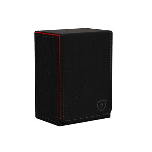 Boltquan Double Decker Leather Card Case – Holds Two Poker Decks, Magnetic Closure, Black-Red