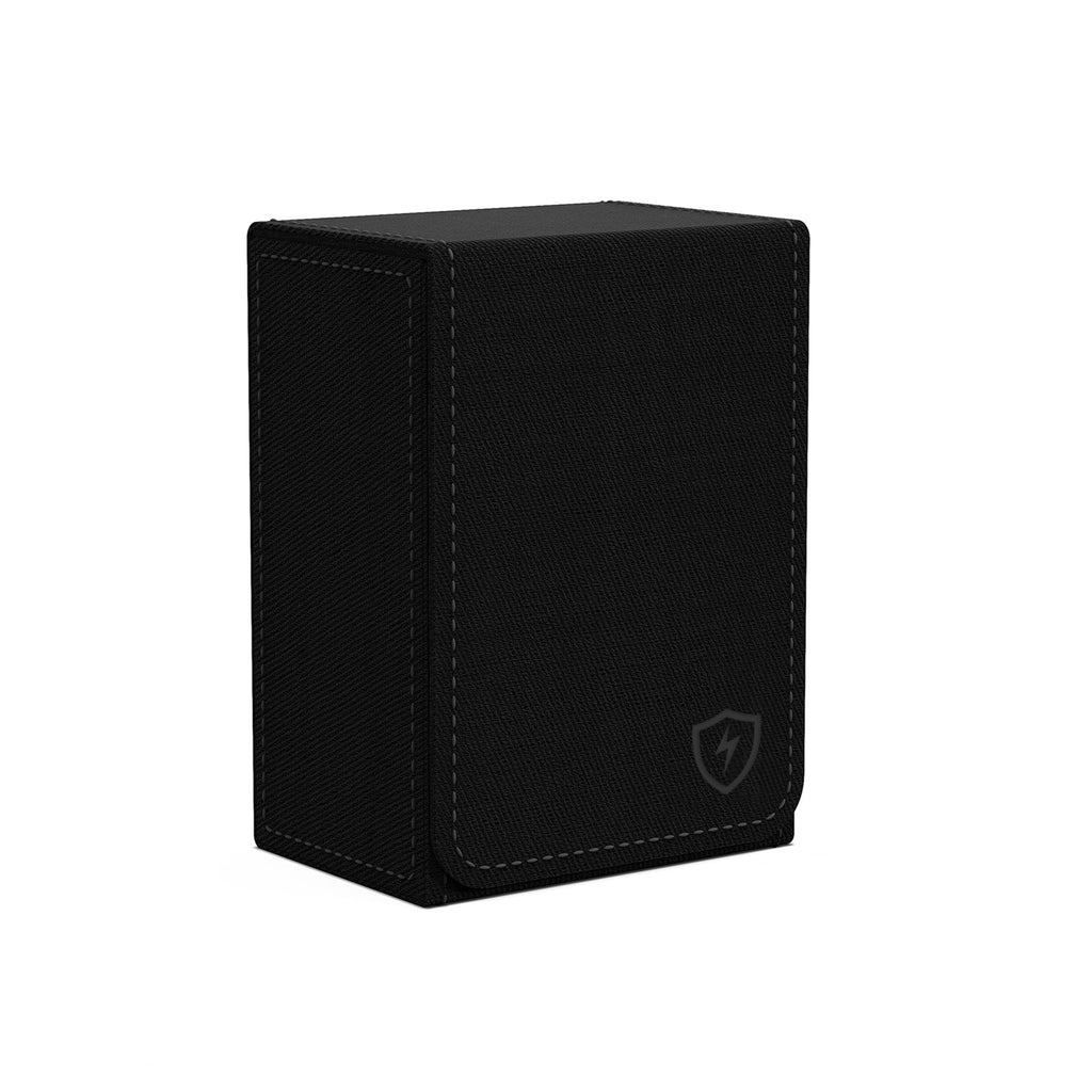 Boltquan Double Decker Leather Poker Card Case – Holds Two Decks, Magnetic Closure, Black-Black