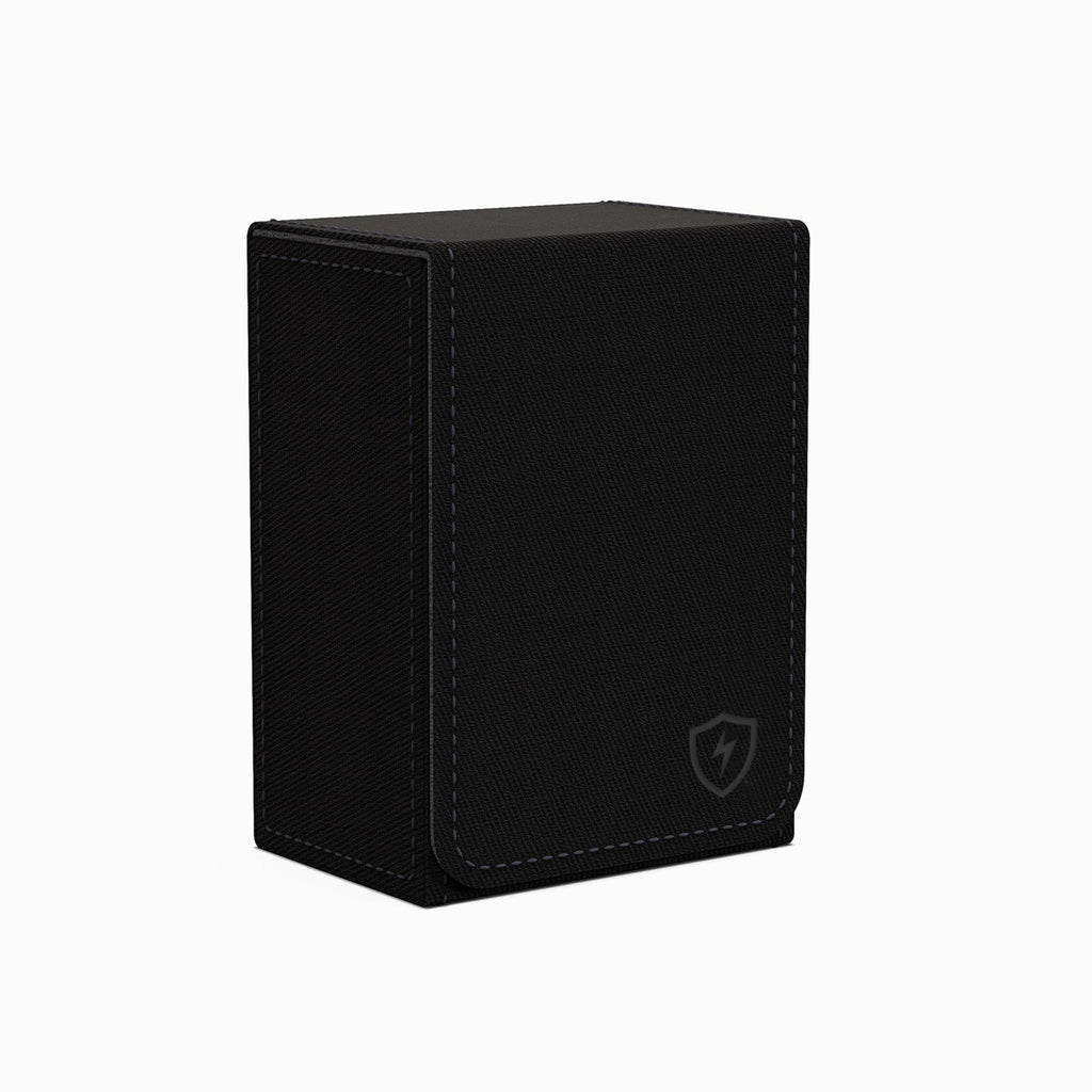 Boltquan Double Decker Poker Card Case – Holds Two Decks, Black-Grey, Faux Leather, Magnetic Closure