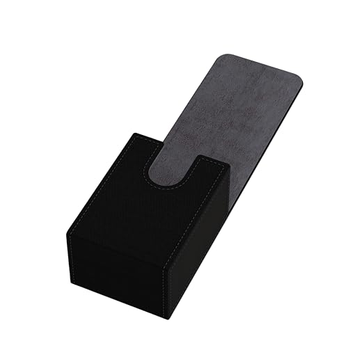 Boltquan Double Decker Poker Card Case – Holds Two Decks, Black-Grey, Faux Leather, Magnetic Closure