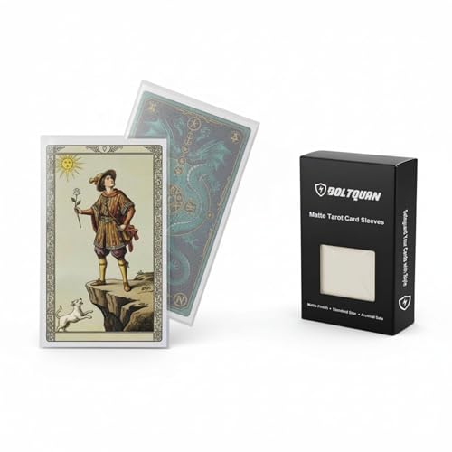 Boltquan Matte Tarot Card Sleeves – 100 Pack Clear Front & Non-Glare Back for Standard Tarot (70x120 mm)