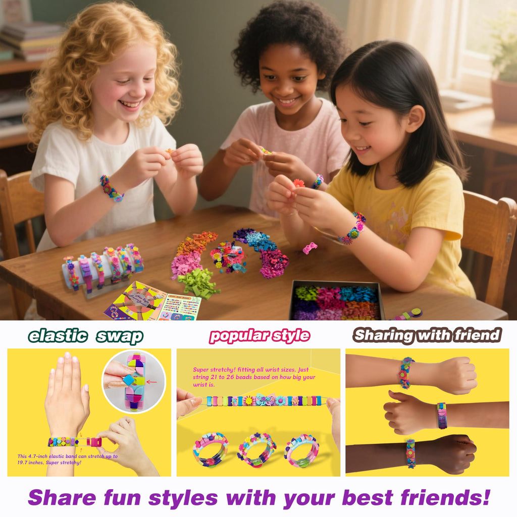 BOLVISEP Friendship Bracelet Making Kit – 488-Piece DIY Craft Set for Ages 6-12 with Dots & Floral Charms