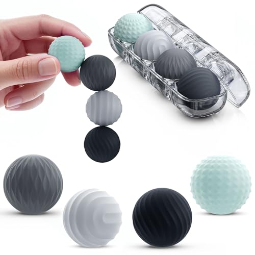 Bomeiyi Silicone Magnetic Fidget Balls Set of 4 - Quiet Stress Relief Sensory Toys for Adults and Teens with Textured Surfaces