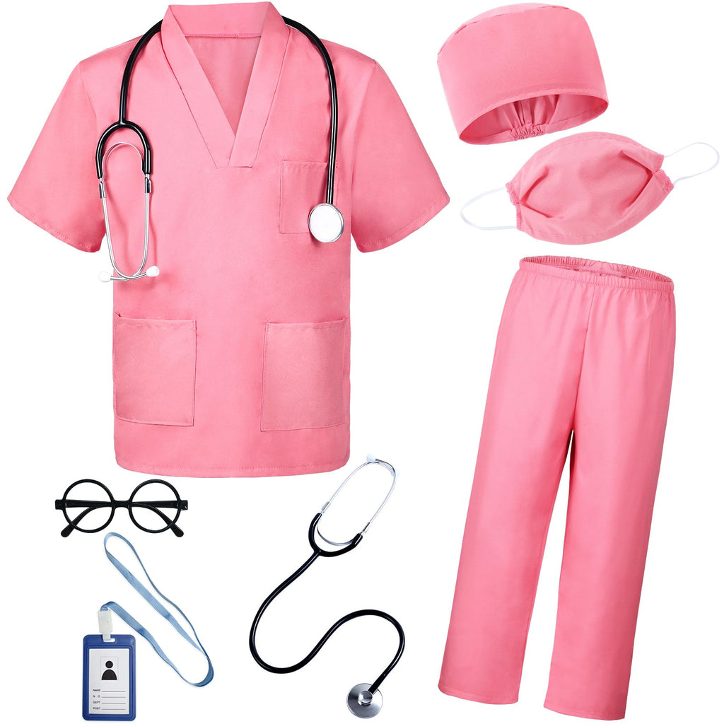 BOMLY 7-Piece Doctor Costume for Kids Ages 3-11 – Includes Stethoscope with Heartbeat Sound