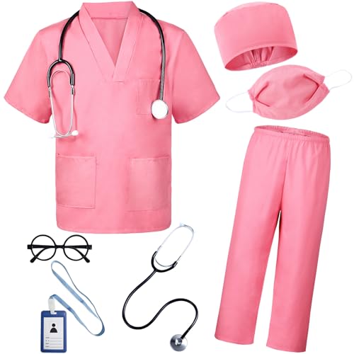 BOMLY 7-Piece Doctor Costume for Kids Ages 3-11 – Includes Stethoscope with Heartbeat Sound