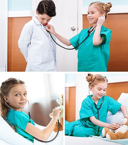 BOMLY 7-Piece Doctor Costume for Kids – Toddler Nurse Scrubs Set with Heartbeat Stethoscope, Ages 3-11