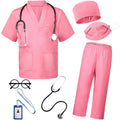 BOMLY 7-Piece Kids Doctor Costume Set – Toddler Nurse Scrubs with Sound Stethoscope for Ages 3-11