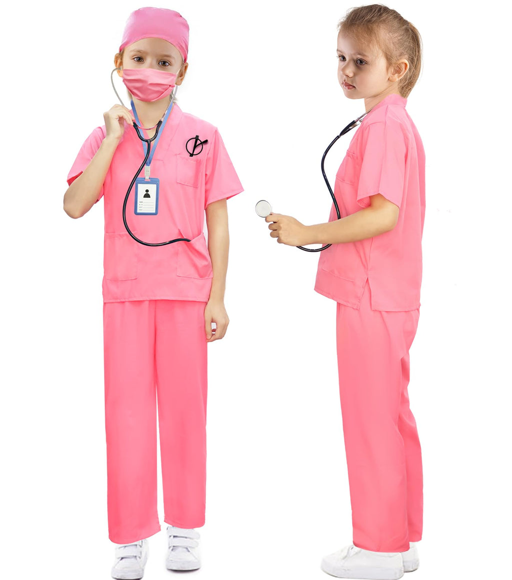 BOMLY 7-Piece Kids Doctor Costume Set – Toddler Nurse Scrubs with Sound Stethoscope for Ages 3-11