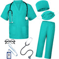 BOMLY 7-Piece Kids Doctor Costume – Toddler Nurse Scrubs Set with Stethoscope, Ages 3-11