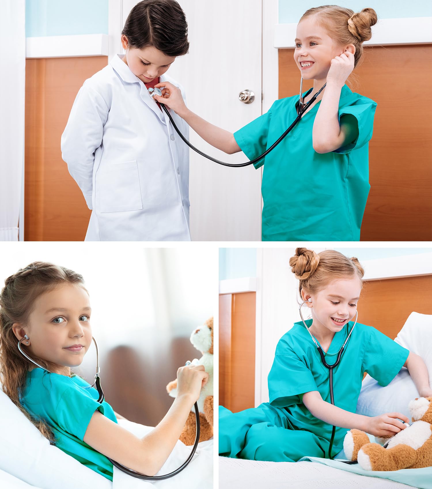 BOMLY 7-Piece Kids Doctor Costume – Toddler Nurse Scrubs Set with Stethoscope, Ages 3-11