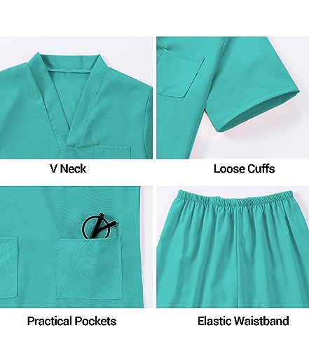 BOMLY Doctor Costume for Kids 7-Piece Scrubs Set with Interactive Stethoscope - Ages 3-11