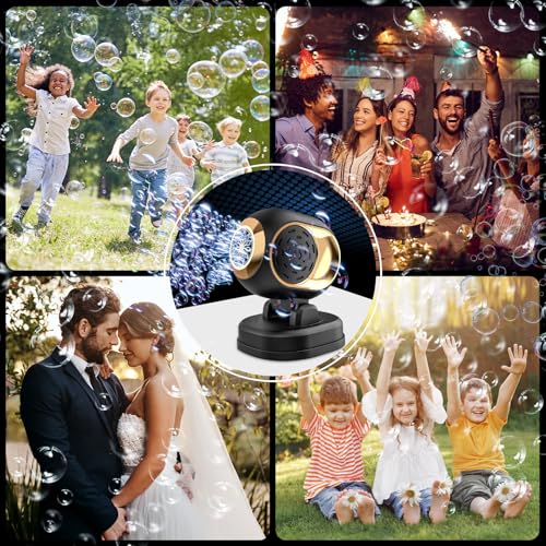 BOMOCO Battery Operated Bubble Machine – Automatic Bubble Blower with LED Lights, 20,000+ Bubbles/Min, 150° Rotation, Safe ABS Plastic, for Kids Parties Outdoor Indoor