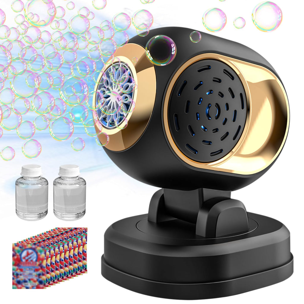 BOMOCO Battery Operated Bubble Machine – Automatic Bubble Blower with LED Lights, 20,000+ Bubbles/Min, 150° Rotation, Safe ABS Plastic, for Kids Parties Outdoor Indoor