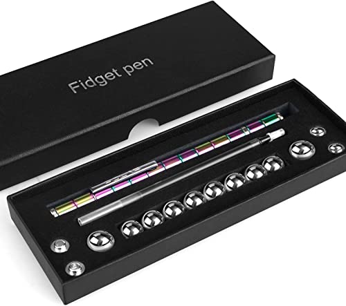 boncty Magnetic Fidget Pen Set - 13 Rings & Steel Balls, Decompression Toy for Stress Relief, Gift for Teens & Adults
