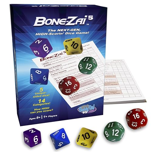 Bone-Zai5 High-Scoring Family Dice Game - 5 RPG Dice, Ages 8+, 1+ Players