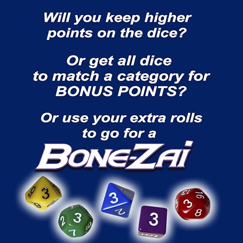Bone-Zai5 High-Scoring Family Dice Game - 5 RPG Dice, Ages 8+, 1+ Players
