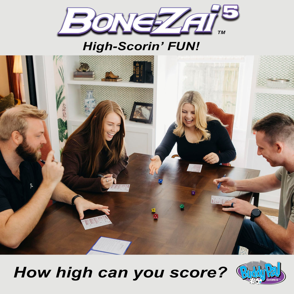 Bone-Zai5 High-Scoring Family Dice Game - 5 RPG Dice, Ages 8+, 1+ Players