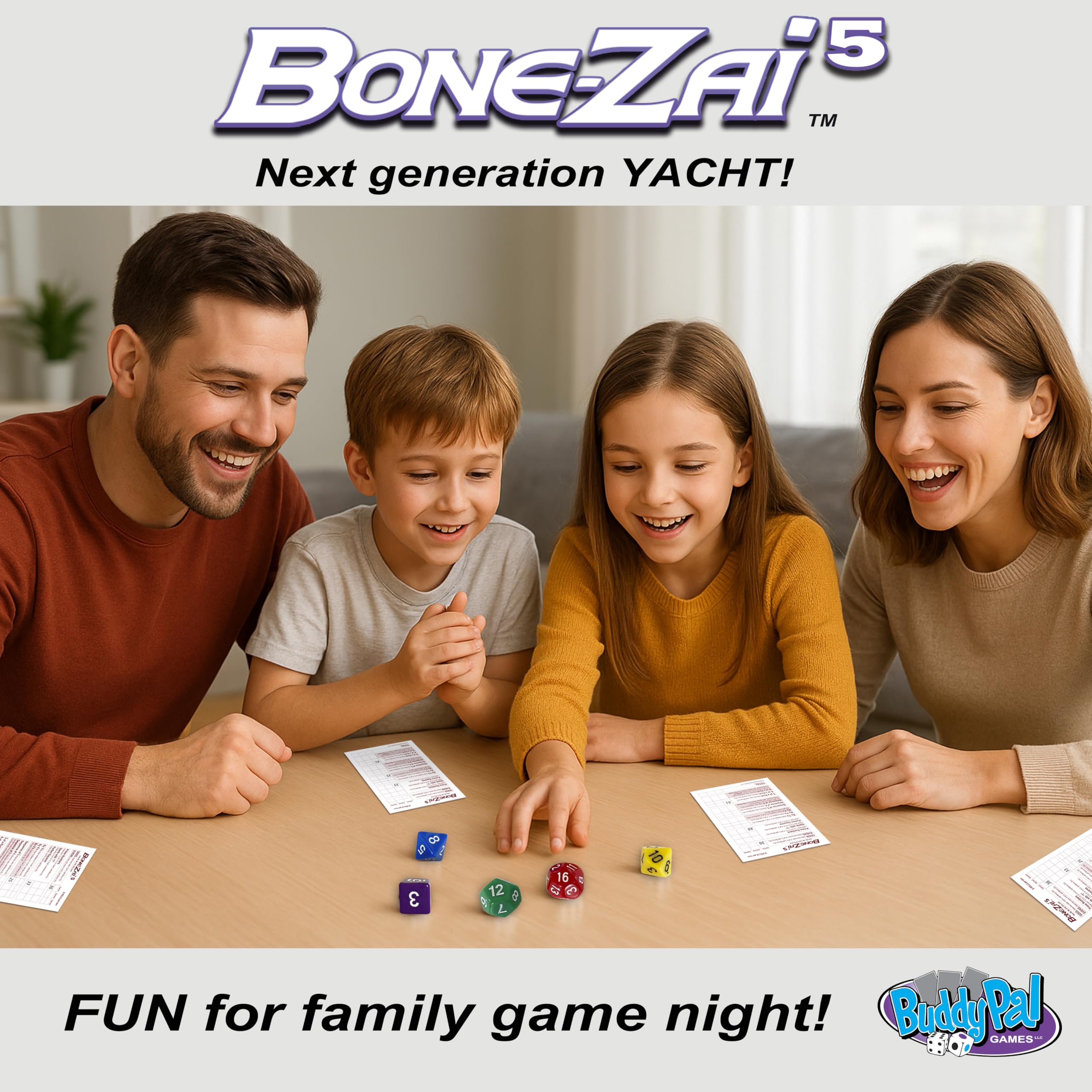Bone-Zai5 High-Scoring Family Dice Game - 5 RPG Dice, Ages 8+, 1+ Players