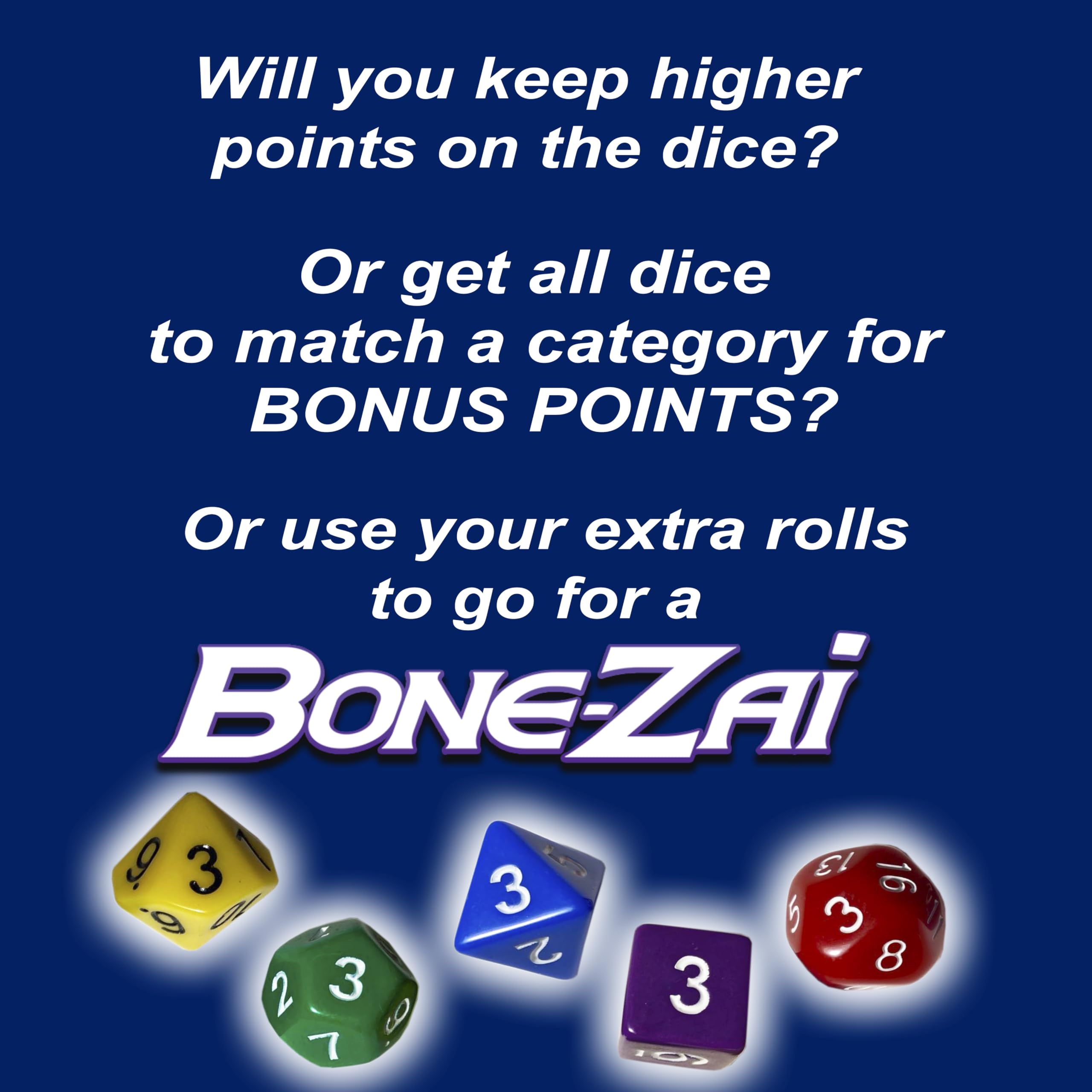 Bone-Zai5 High-Scoring Family Dice Game - 5 RPG Dice, Ages 8+, 1+ Players