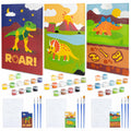 BONNYCO Paint by Numbers Kit for Kids – Dinosaurs Pack of 3 Canvases with Glow-in-the-Dark Paints
