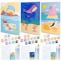 BONNYCO Paint by Numbers Kit for Kids Sea Animals – Pack of 3 Framed Canvases with Glow-in-the-Dark Paint