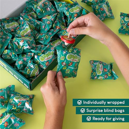 BONNYCO Wood Spinning Tops 40-Pack – Jungle Animal Party Favors for Kids 3+