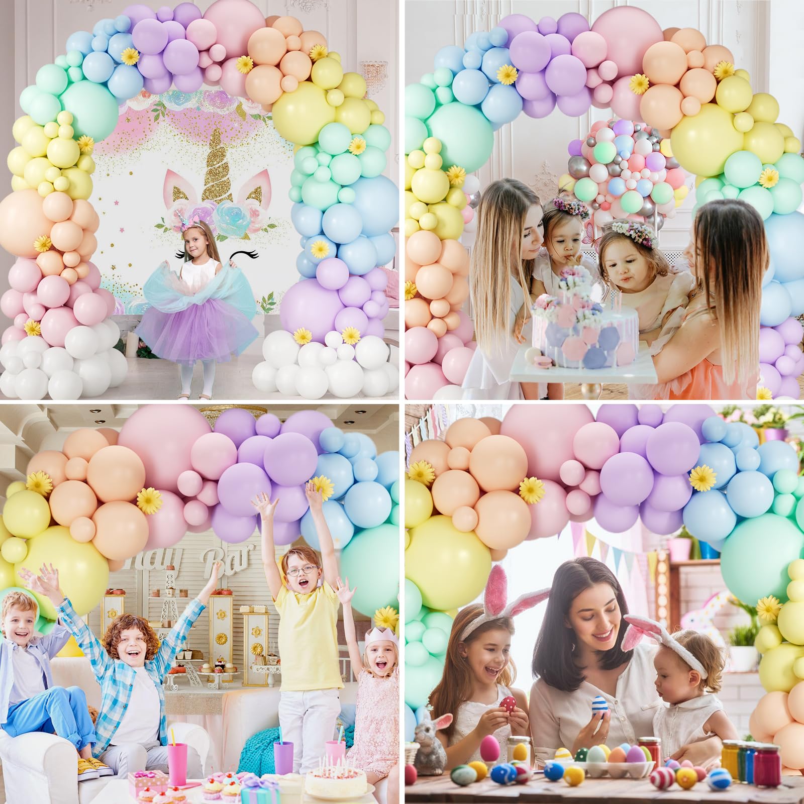 Bonropin 163-Piece Pastel Rainbow Balloon Arch Garland Kit – 7 Colors, 4 Sizes, Includes Ribbon & Tape for Baby Shower Wedding Birthday Unicorn Party